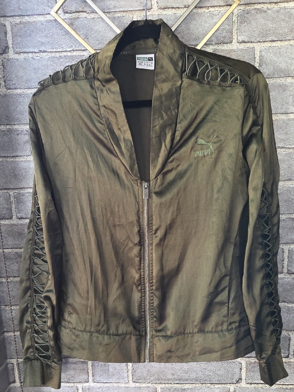 Puma Olive Cord-Trim Bomber Jacket